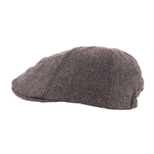 Carica l'immagine nel visualizzatore di Gallery, Berretto piatto con pannello in tweed a spina di pesce: Brown Tweed