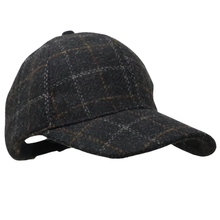 Carica l'immagine nel visualizzatore di Gallery, Berretto da baseball Tweed Check: Navy/Suede