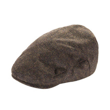 Carica l'immagine nel visualizzatore di Gallery, Berretto piatto classico in tweed: Petrol Rust Houndstooth