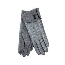 Carica l'immagine nel visualizzatore di Gallery, Guanti da donna Heritage in spina di pesce con polsino: Grey Herringbone
