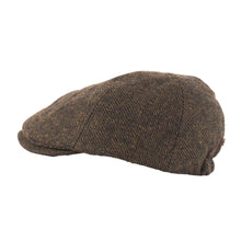 Carica l'immagine nel visualizzatore di Gallery, Berretto piatto con pannello in tweed a spina di pesce: Brown Tweed