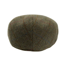 Carica l'immagine nel visualizzatore di Gallery, Cappello piatto a quadri in lana Carlyle Heath: Kiwi Herringbone / Large