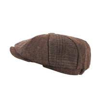Carica l'immagine nel visualizzatore di Gallery, Cappellino Newsboy patchwork di tweed: Brown Herringbone
