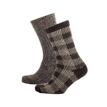 Carica l'immagine nel visualizzatore di Gallery, Calzini da passeggio Merino Mix - 2: Red Box Check and Grey Marl