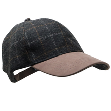 Carica l'immagine nel visualizzatore di Gallery, Berretto da baseball Tweed Check: Black/Suede