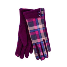 Carica l'immagine nel visualizzatore di Gallery, Womenswear Button Cuff Check Gloves: Navy