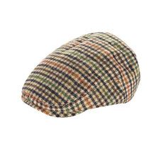 Carica l'immagine nel visualizzatore di Gallery, Berretto piatto classico in tweed: Petrol Rust Houndstooth