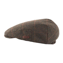 Carica l'immagine nel visualizzatore di Gallery, Berretto piatto classico in tweed: Petrol Rust Houndstooth