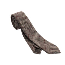 Carica l'immagine nel visualizzatore di Gallery, Cravatta in tweed Box Check: Green Herringbone Check