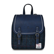 Carica l'immagine nel visualizzatore di Gallery, Zaino in Harris Tweed - Mini Jura Backpack: Navy Over Check