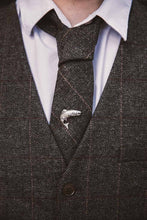 Carica l'immagine nel visualizzatore di Gallery, Cravatta in tweed Box Check: Green Herringbone Check