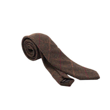 Carica l'immagine nel visualizzatore di Gallery, Cravatta in tweed Box Check: Green Herringbone Check