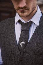 Carica l'immagine nel visualizzatore di Gallery, Cravatta in tweed Box Check: Green Herringbone Check