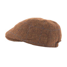 Carica l'immagine nel visualizzatore di Gallery, Berretto piatto con pannello in tweed a spina di pesce: Brown Tweed