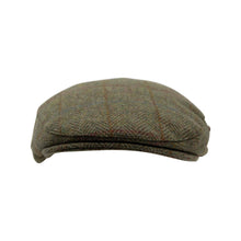 Carica l'immagine nel visualizzatore di Gallery, Cappello piatto a quadri in lana Carlyle Heath: Kiwi Herringbone / Large