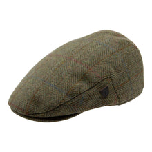 Carica l'immagine nel visualizzatore di Gallery, Cappello piatto a quadri in lana Carlyle Heath: Kiwi Herringbone / Large