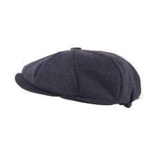 Carica l'immagine nel visualizzatore di Gallery, Berretto Newsboy in tweed a spina di pesce: Dark Navy Herringbone