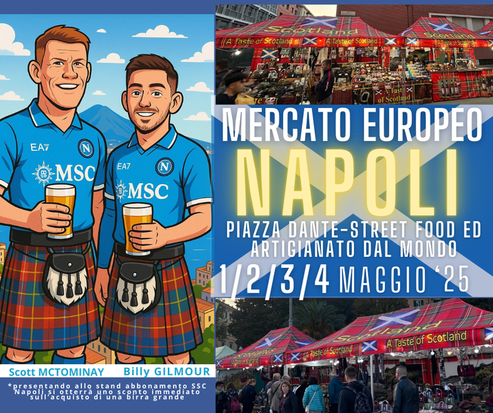 Napoli, una delegazione della Scozia presente in Piazza Dante per l’importante evento Mercato Europeo
