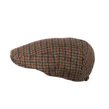 Carica l&#39;immagine nel visualizzatore di Gallery, Berretto piatto classico in tweed: Petrol Rust Houndstooth
