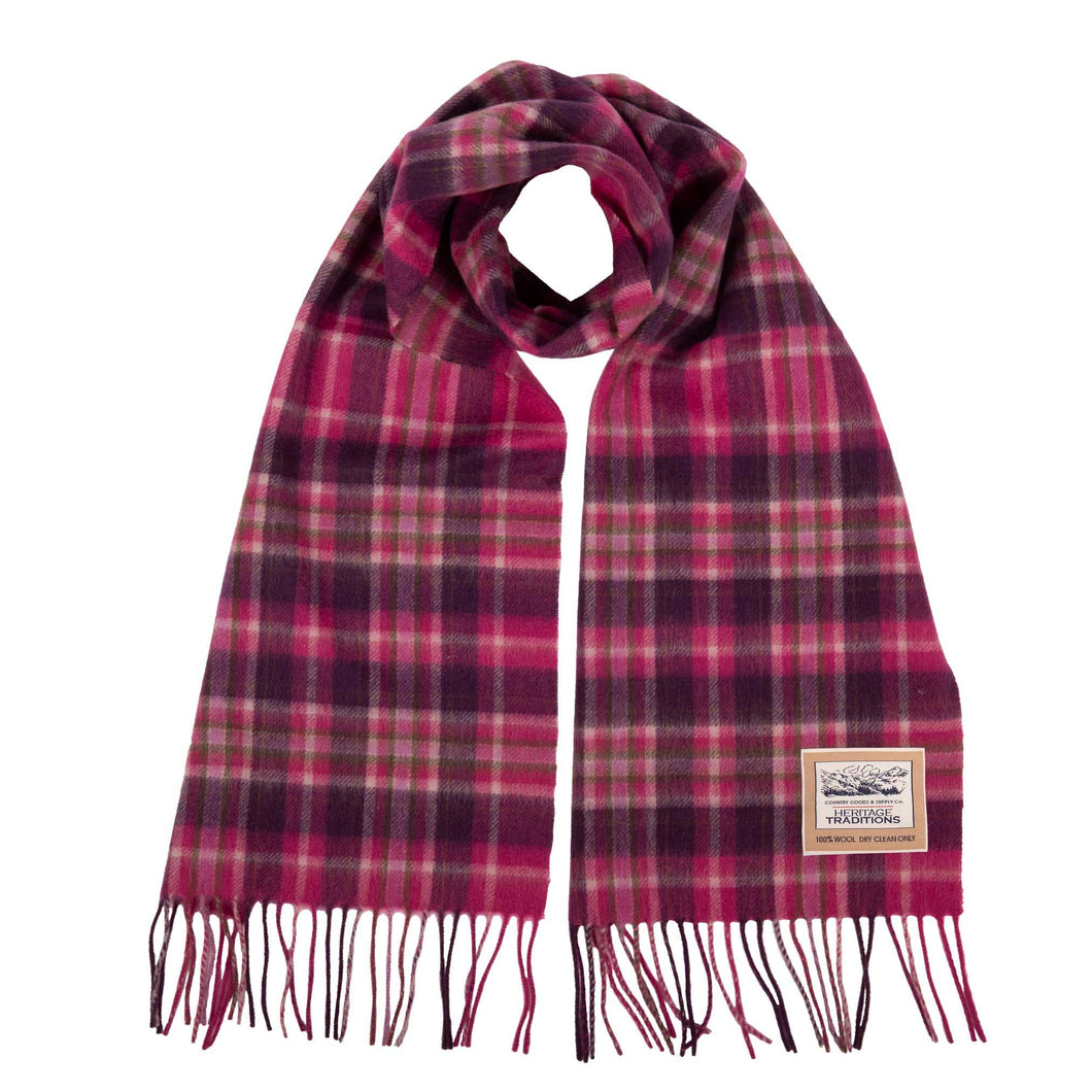 Sciarpa tartan in pura lana: Rose/Plum Check