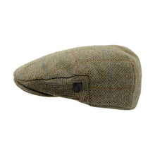 Carica l&#39;immagine nel visualizzatore di Gallery, Cappello piatto a quadri in lana Carlyle Heath: Kiwi Herringbone / Large
