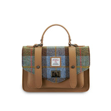 Carica l'immagine nel visualizzatore di Gallery, La Borsa a Tracolla Media in Pelle: Chestnut-Blue Tartan
