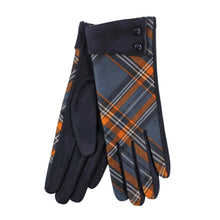 Carica l'immagine nel visualizzatore di Gallery, Tartan Moleskin Button Cuff Gloves: Petrol Tartan Moleskin
