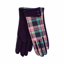 Carica l&#39;immagine nel visualizzatore di Gallery, Womenswear Button Cuff Check Gloves: Oxblood Red
