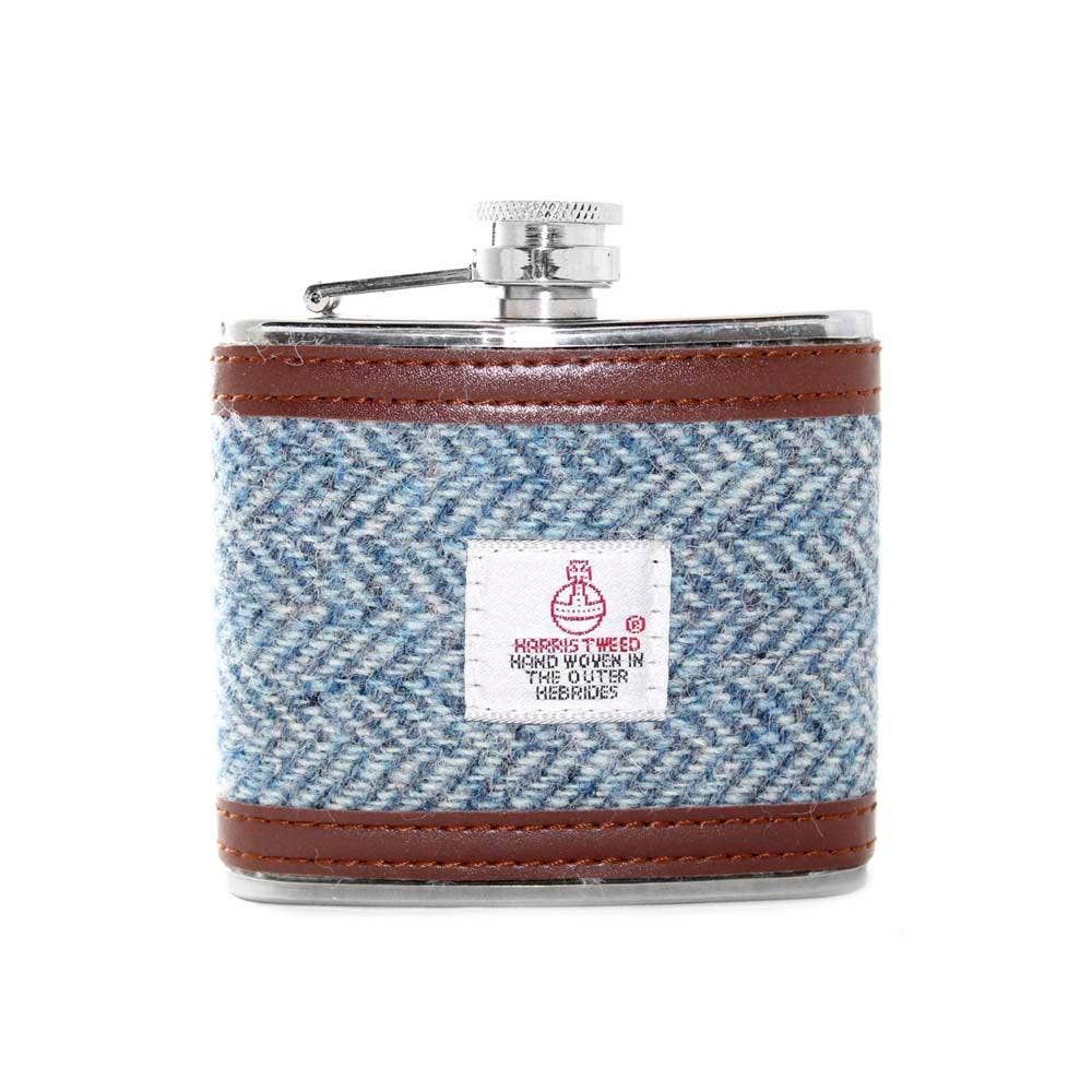 Fiaschetta Harris Tweed da 170 ml: Light Blue Herringbone Harris Tweed