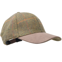 Carica l'immagine nel visualizzatore di Gallery, Berretto da baseball in tweed con visiera in pelle scamosciata a contrasto.: Navy
