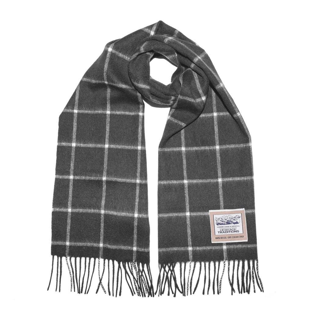 Sciarpa tartan in pura lana: Charcoal Grey Cream