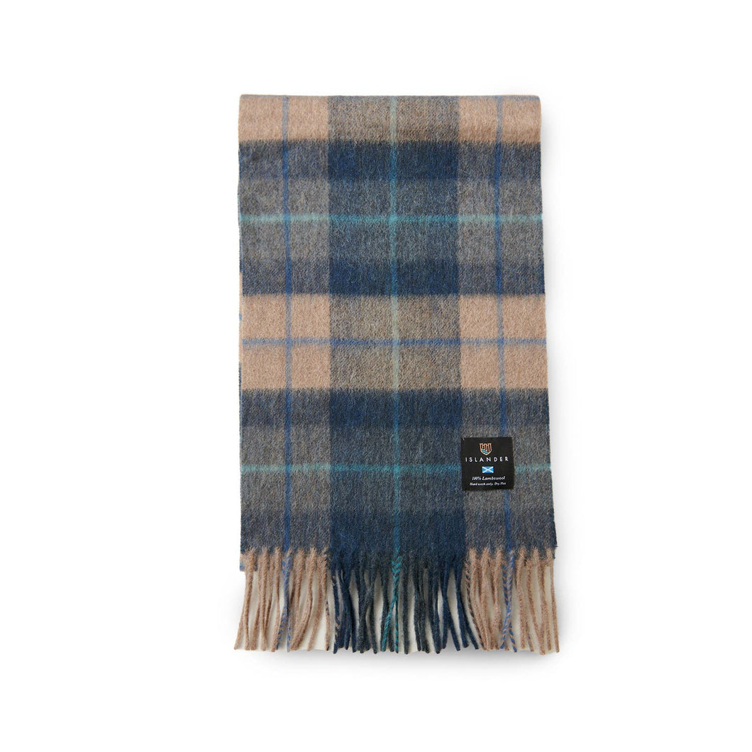 Sciarpa Lambswool: Navy-Beige Tartan / Small