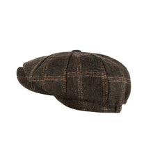 Carica l&#39;immagine nel visualizzatore di Gallery, Berretto Newsboy Carlyle Tweed: Jumbo Herringbone Brown
