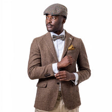 Carica l&#39;immagine nel visualizzatore di Gallery, Berretto piatto classico in tweed: Petrol Rust Houndstooth
