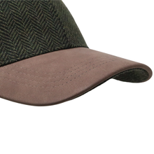 Carica l'immagine nel visualizzatore di Gallery, Berretto da baseball in tweed con visiera in pelle scamosciata a contrasto.: Navy
