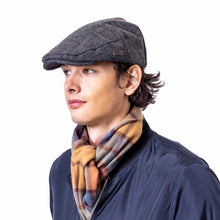 Carica l&#39;immagine nel visualizzatore di Gallery, Berretto piatto classico in tweed: Petrol Rust Houndstooth
