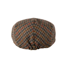 Carica l&#39;immagine nel visualizzatore di Gallery, Berretto piatto classico in tweed: Petrol Rust Houndstooth
