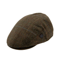 Carica l&#39;immagine nel visualizzatore di Gallery, Cappello piatto a quadri in lana Carlyle Heath: Kiwi Herringbone / Large
