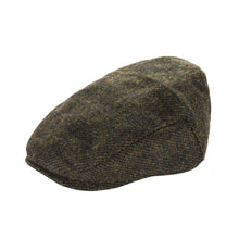 Carica l&#39;immagine nel visualizzatore di Gallery, Berretto piatto classico in tweed: Petrol Rust Houndstooth
