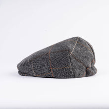 Carica l&#39;immagine nel visualizzatore di Gallery, Berretto piatto classico in tweed: Petrol Rust Houndstooth
