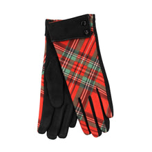 Carica l'immagine nel visualizzatore di Gallery, Tartan Moleskin Button Cuff Gloves: Petrol Tartan Moleskin

