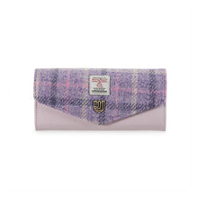 Carica l'immagine nel visualizzatore di Gallery, Portafoglio grande con chiusura a scatto: Purple Tartan
