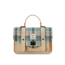 Carica l'immagine nel visualizzatore di Gallery, La Borsa a Tracolla Media in Pelle: Chestnut-Blue Tartan
