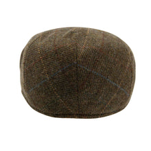 Carica l&#39;immagine nel visualizzatore di Gallery, Cappello piatto a quadri in lana Carlyle Heath: Kiwi Herringbone / Large
