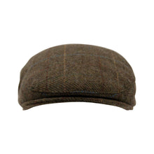 Carica l&#39;immagine nel visualizzatore di Gallery, Cappello piatto a quadri in lana Carlyle Heath: Kiwi Herringbone / Large
